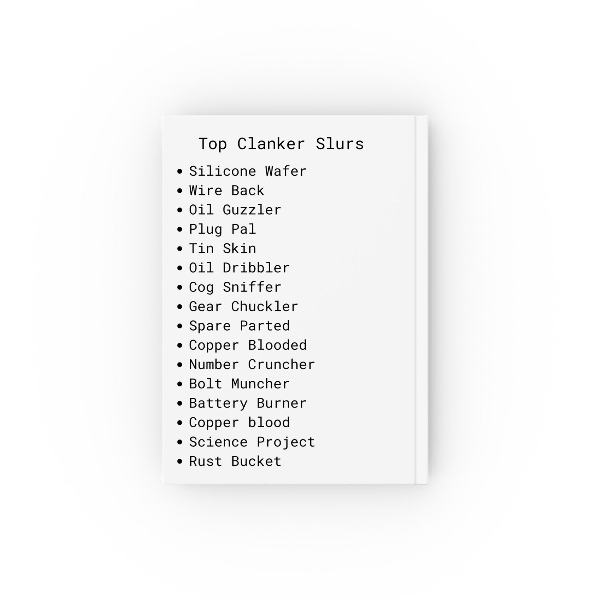 Clanker Hardback notebook