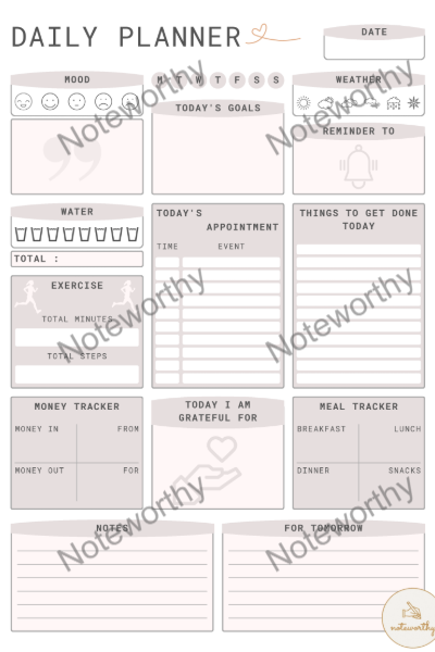Digital Off-White Active Student Daily Planner