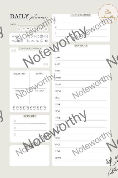 Digital Light Grey Daily Planner