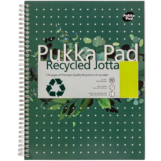 Pukka Pad Notebook Jotta A4 Ruled Spiral Bound Cardboard Hardback Green Perforated 110 Pages (Individual)