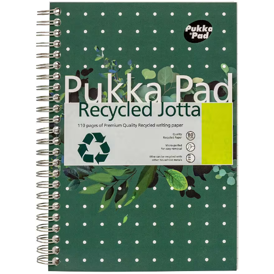Pukka Pad Notebook Jotta A5 Ruled Spiral Bound Cardboard Hardback Green Perforated 110 Pages (Individual)