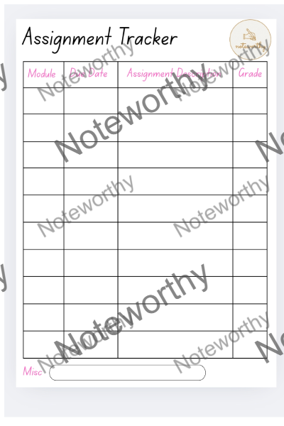 Digital Pink Assignment Planner