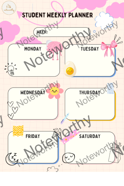 Digital Colourful 6 Day Student Planner